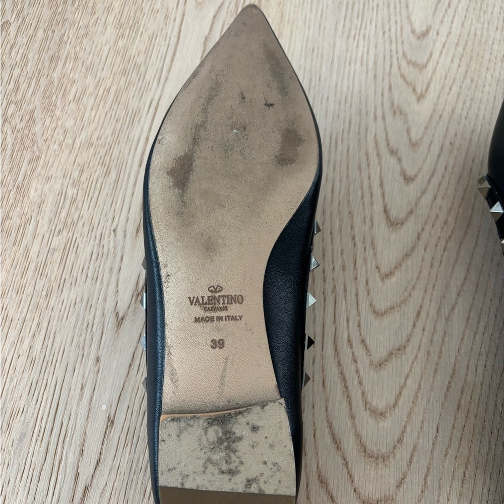 Valentino Garavani Black Rock Studded Flats - Picture 6 of 7